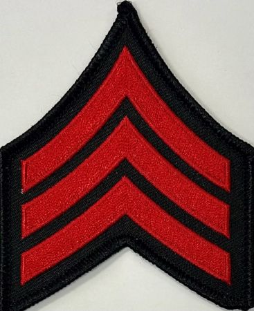 "SGT" SERGEANT RED on BLACK CHEVRONS - SOLD IN PAIRS